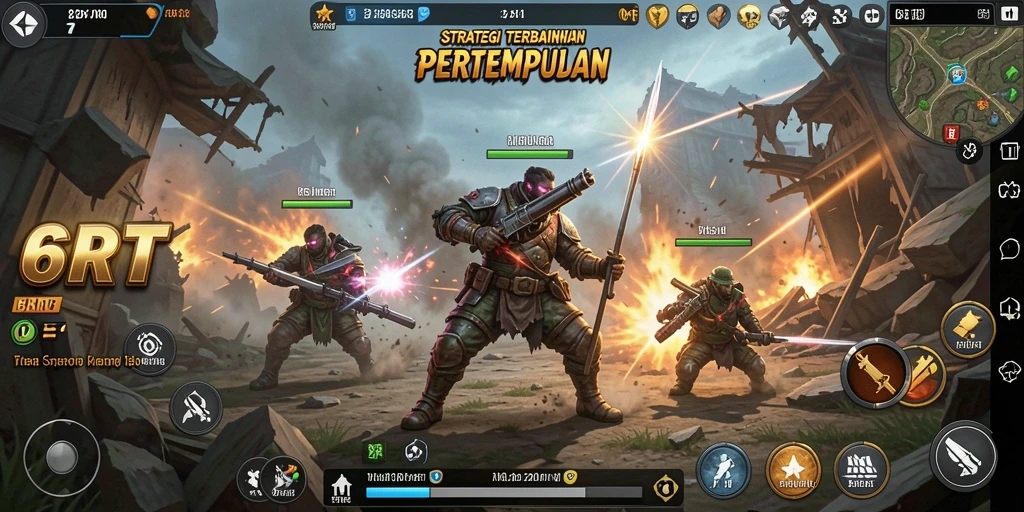Tampilan gameplay dari 6RT menunjukkan pertempuran strategi yang intens.