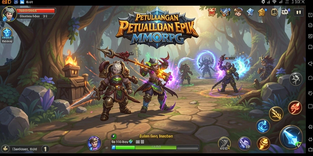 Screenshot gameplay 8ID yang menampilkan pertarungan epik dalam dunia MMORPG.