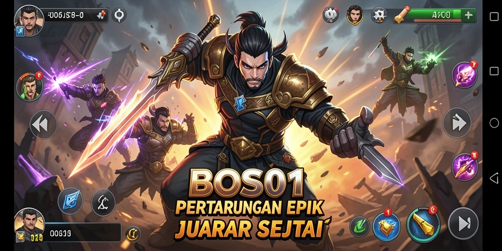 Screenshot menunjukkan pertarungan mendebarkan dalam gameplay BOS01.