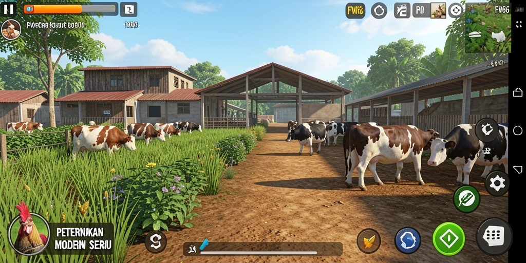 Tampilan screenshot FW66 menampilkan gameplay pertanian yang seru.