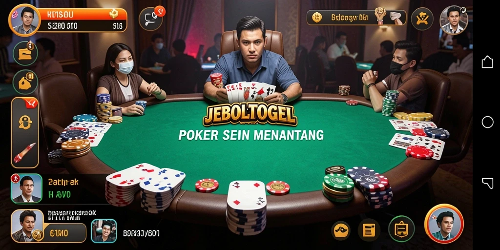 Screenshot gameplay JEBOLTOGEL menampilkan momen seru saat bermain Poker.