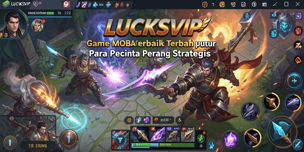 Screenshot gameplay LUCKSVIP menampilkan aksi seru dalam pertempuran MOBA.