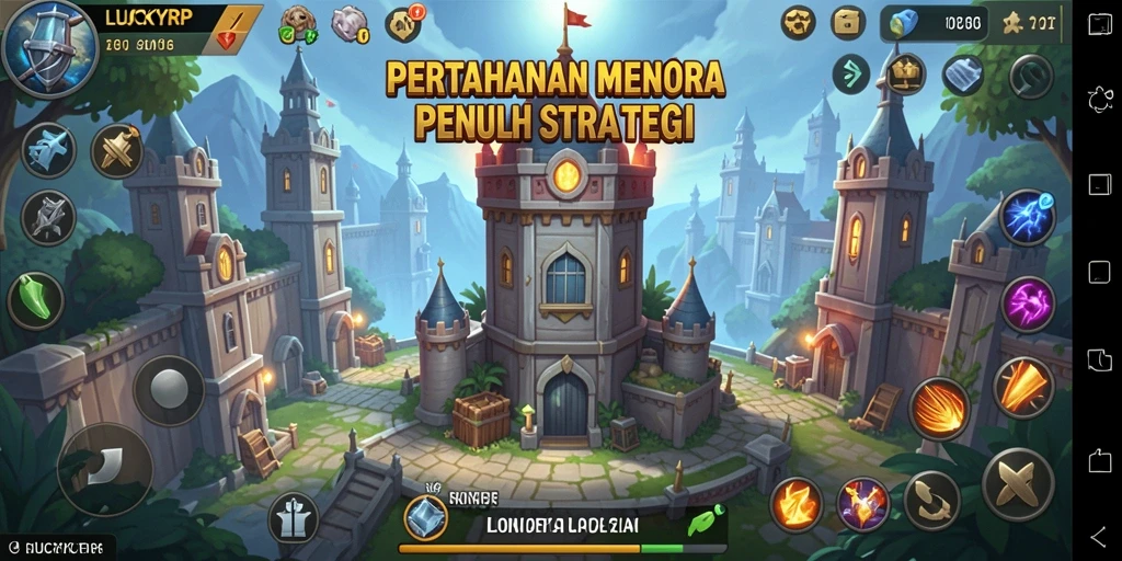 Screenshot gameplay <strong>LUCKYRP</strong> yang menampilkan aksi pertahanan menara yang seru.