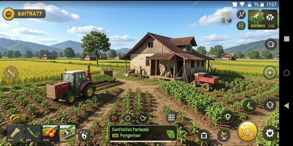 Tampilan gameplay menarik dan berwarna dalam MITRA77.