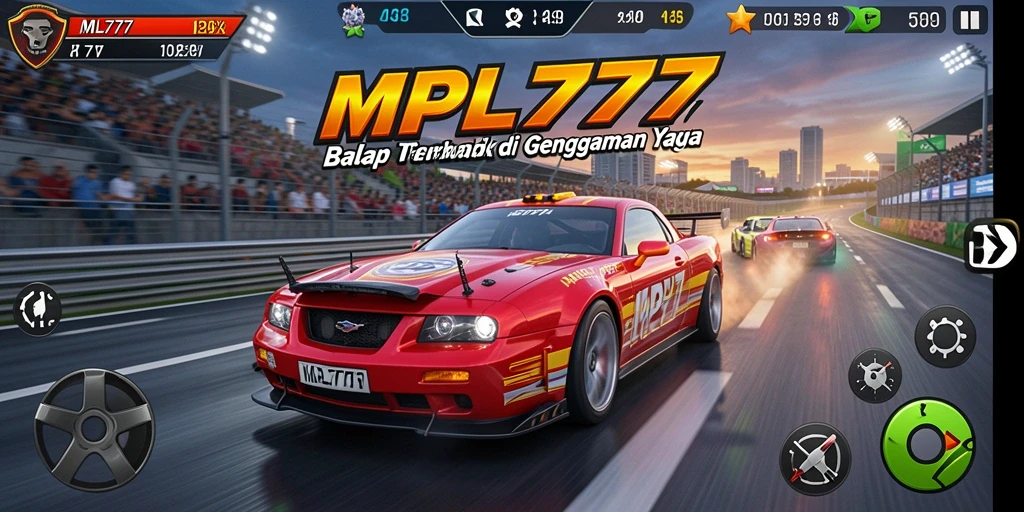 Screenshot MPL777 menampilkan aksi balap yang mendebarkan dan mobil yang bertenaga.