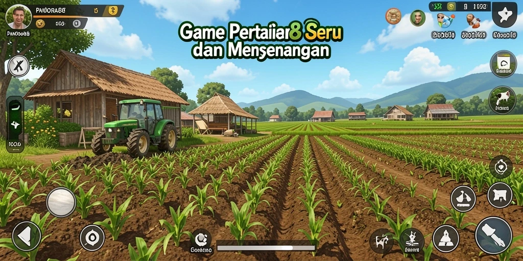 Screenshot gameplay PANDORA88 yang menampilkan kebun yang indah.