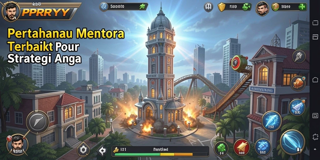 Tangkapan layar gameplay PPRRYY yang menarik di dalam pertarungan Tower Defense.