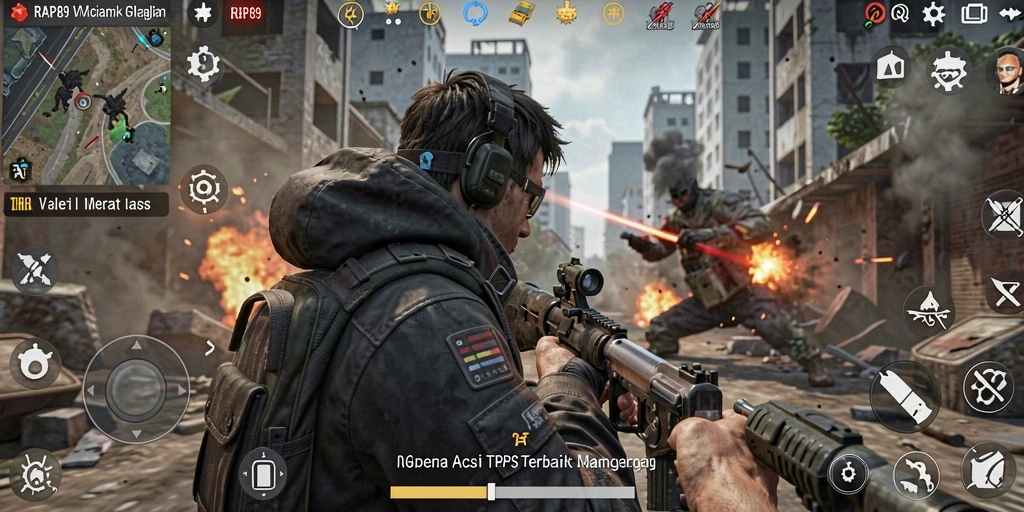 Screenshot gameplay RAP89 yang menunjukkan pertempuran seru dan intens.