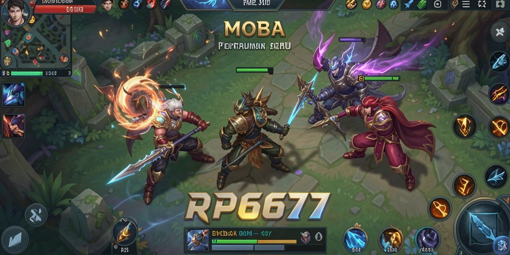 Screenshot gameplay RP6677 yang menampilkan pertarungan seru antara tim.