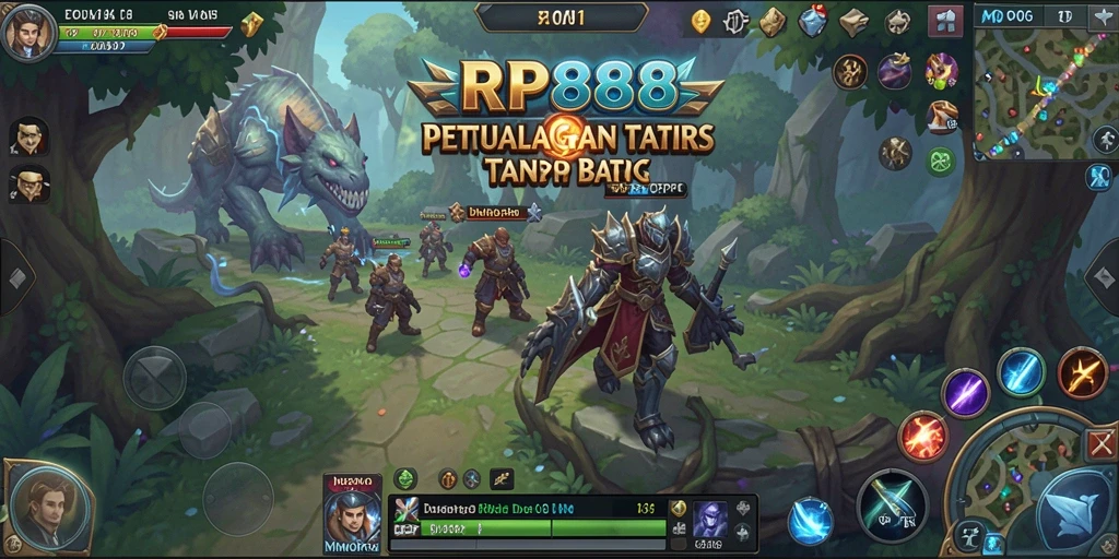 Screenshot menunjukkan pemain bertempur dalam arena MMORPG yang dramatis.