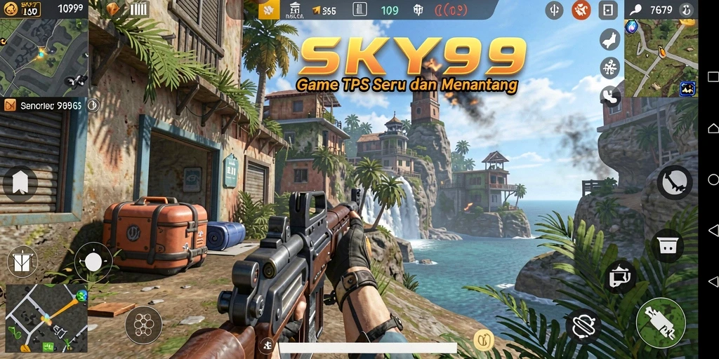 Tangkapan layar utama <strong>SKY99</strong> menampilkan aksi mendebarkan dalam pertempuran TPS.