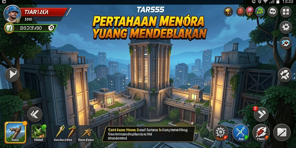 Tampilan grafis menantang dalam permainan Tower Defense.