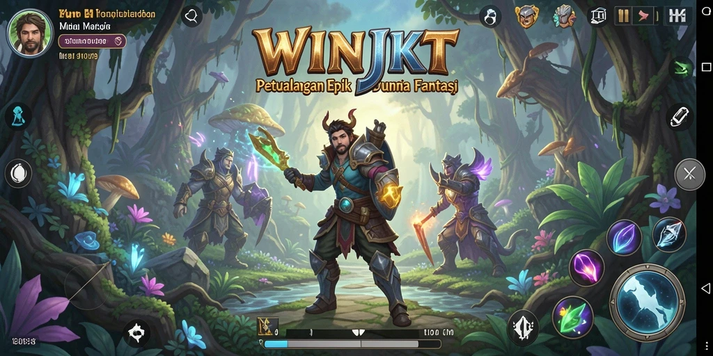 Screenshot gameplay WINJKT yang menampilkan pertarungan epik.