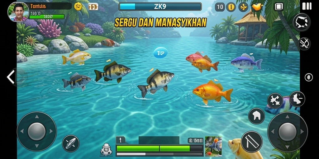 Screenshot utama ZK9 menampilkan gameplay seru Tembak Ikan.